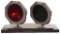 Pair of Metal Octagon Shape Fire Dept Red & Green Lamps