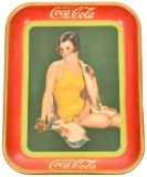 1929 Coca-Cola Metal Tray w/Yellow Bathing Suit Girl w/Coke