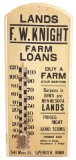 F.W. Knight Lands Farm Loans Wood Thermometer