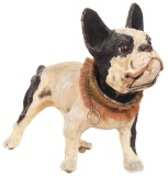 Paper-Mache Bull Dog Knodder Pull Toy on Wheels w/Glass Eyes