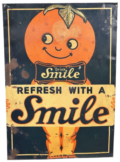 Drink Smile "Refresh With A Smile" w/Logo Metal Sign