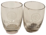 2-Clear Shot Glasses w/Etched Winchester Club Whiskey Logo