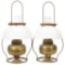 Pair of Brass Oil Lamps w/Milk Glass Shades & Metal Hangers