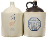 5-Gallon Purex & Red Wing Finger Hole Stoneware Jug