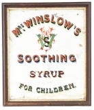 Mrs. Winslow's Soothing Syrup For Children Reverse Painted Sign