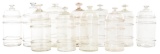 11-Handblown Ribbed Apothecary Jars w/Glass Lids