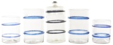 5-Handblown Blue Ribbed Apothecary Jars