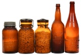 5-Amber Glass Bottles 2-Lightning, Man-Eta Coca and