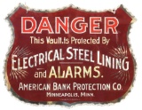 American Bank Protection Reverse Painted Chipped Edge Sign