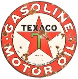Texaco (Black-T) Star Logo Gasoline Motor Oil Porcelain Sign