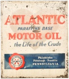 Atlantic Paraffine Base Motor Oil w/Logo Metal Sign