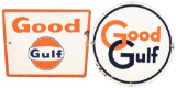 2-Different Good Gulf Porcelain Pump Signs