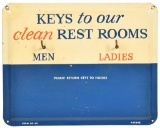 (Gulf) Keys To Our Clean Rest Rooms Metal Key Holder Sign