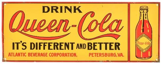Drink Queen-Cola w/Bottle Metal Sign