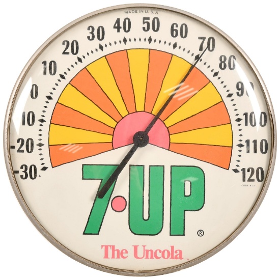 7up W/peter Marx Style Rainbow Logo Bubble Thermometer