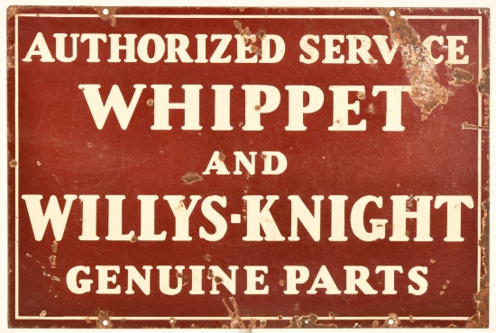 Whippet &amp; Willys-knight Authorized Service Porcelain Sign