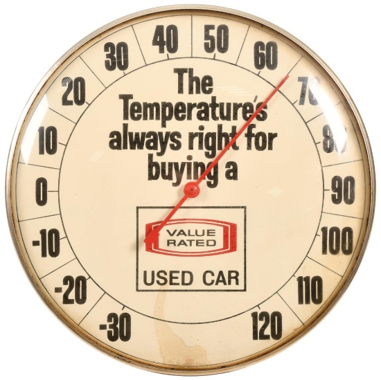 Value Rated Used Cars Round Thermometer