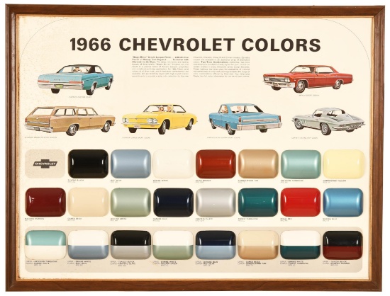 1966 Chevrolet Showroom Colors Display Board