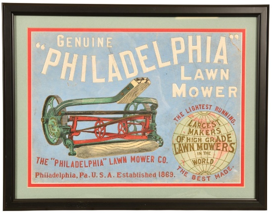 Philadelphia Lawnmower Framed Cardboard Sign