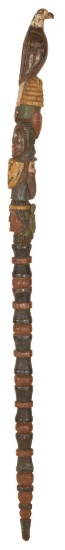 Early Wood Carved Cane With Eagle Top