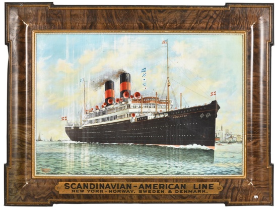 Scandinavian-american Line Self Framed Tin Sign