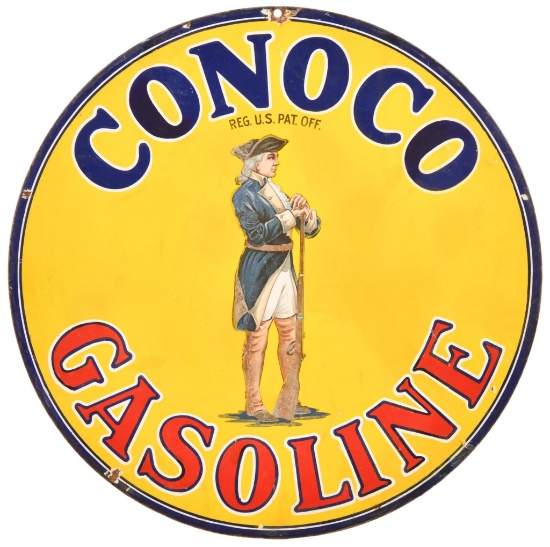 Conoco Gasoline w/Soldier Logo Porcelain Sign