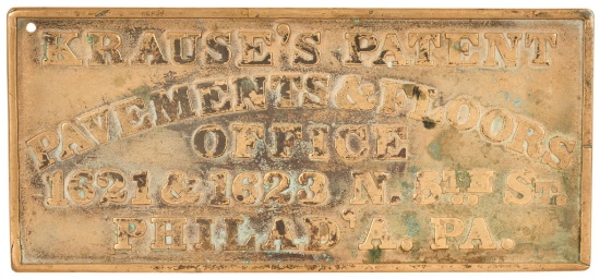Krause's Patent Pavements & Floors Brass Sign