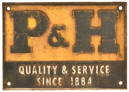 P&h Cast Iron Sign