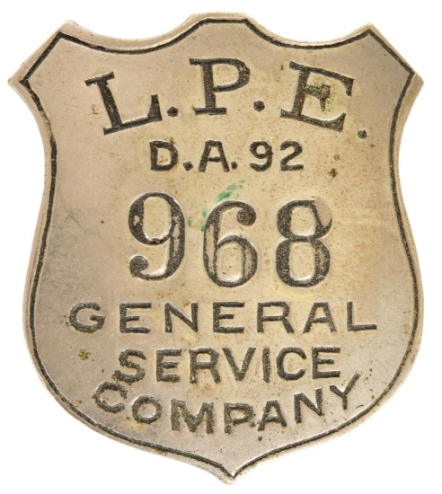 L.P.E. D.A.92 General Service Company Badge