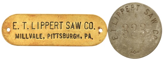 Lot Of 2 E.T. Lippert Saw Co. Tags