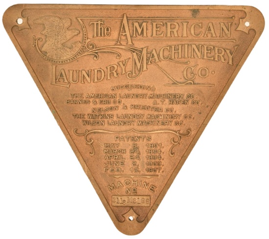The American Laundry Machine Co. Brass Badge