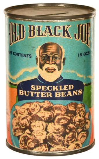 Old Black Joe Speckled Butter Beans Tin Can Bank