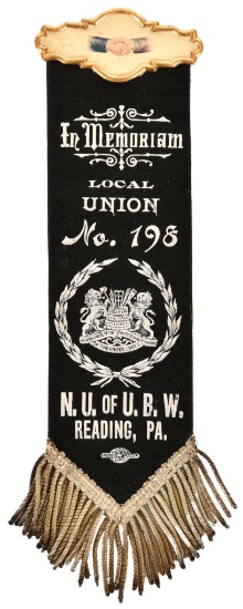 National Union Of The United Brewery Workman Ribbon Button & Pin