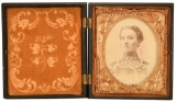 Early Tin Type Photograph In Detailed Case