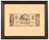 Framed 1841 5 Dollar Farmers Bank Of Bucks County Note