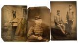 Lot Of 3 Military Tin Type Soldiers Photos