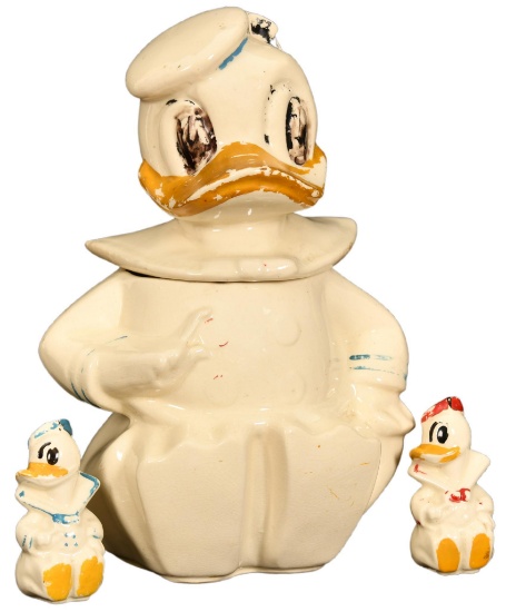Donald Duck Cookie Jar with Salt & Pepper Shakers