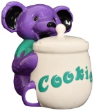 Purple Grateful Dead Bear Holding Jar Cookie Jar