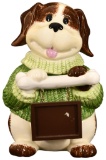 Puppy with Bone and Sign Board Cookie Jar