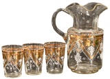 Clear Glass Pitcher With 3 Tumblers