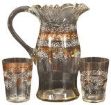 Clear Glass Pitcher With 2 Tumblers