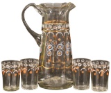 Tall Clear Glass Pitcher With 4 Tumblers