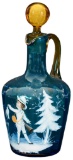 Blue Cruet With Amber Glass Lid and Handle