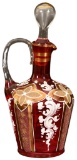 Red Glass Cruet With Lid and Handle