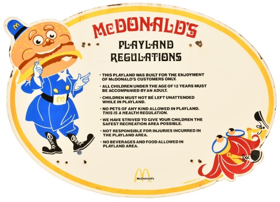 Mcdonalds Playland Regulations Sign