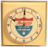 Browns All Star Ice Cream Lighted Clock