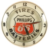 Phillips 66 Tires Batteries Double Bubble Clock