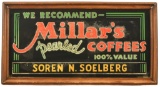 Millar's Pearled Coffees Lighted Sign