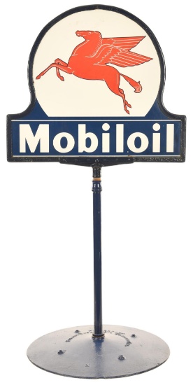 Mobiloil Keyhole Curb Sign With Base