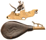 Flintlock Mechanism and Leather Shot Pouch